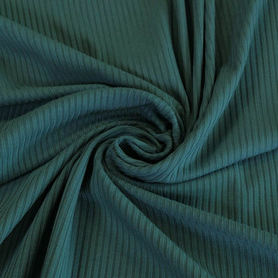 Fuji - Ocean Teal Bamboo and Elastane Rib Knit Fabric Detail Swirl Image from Patternsandplains.com