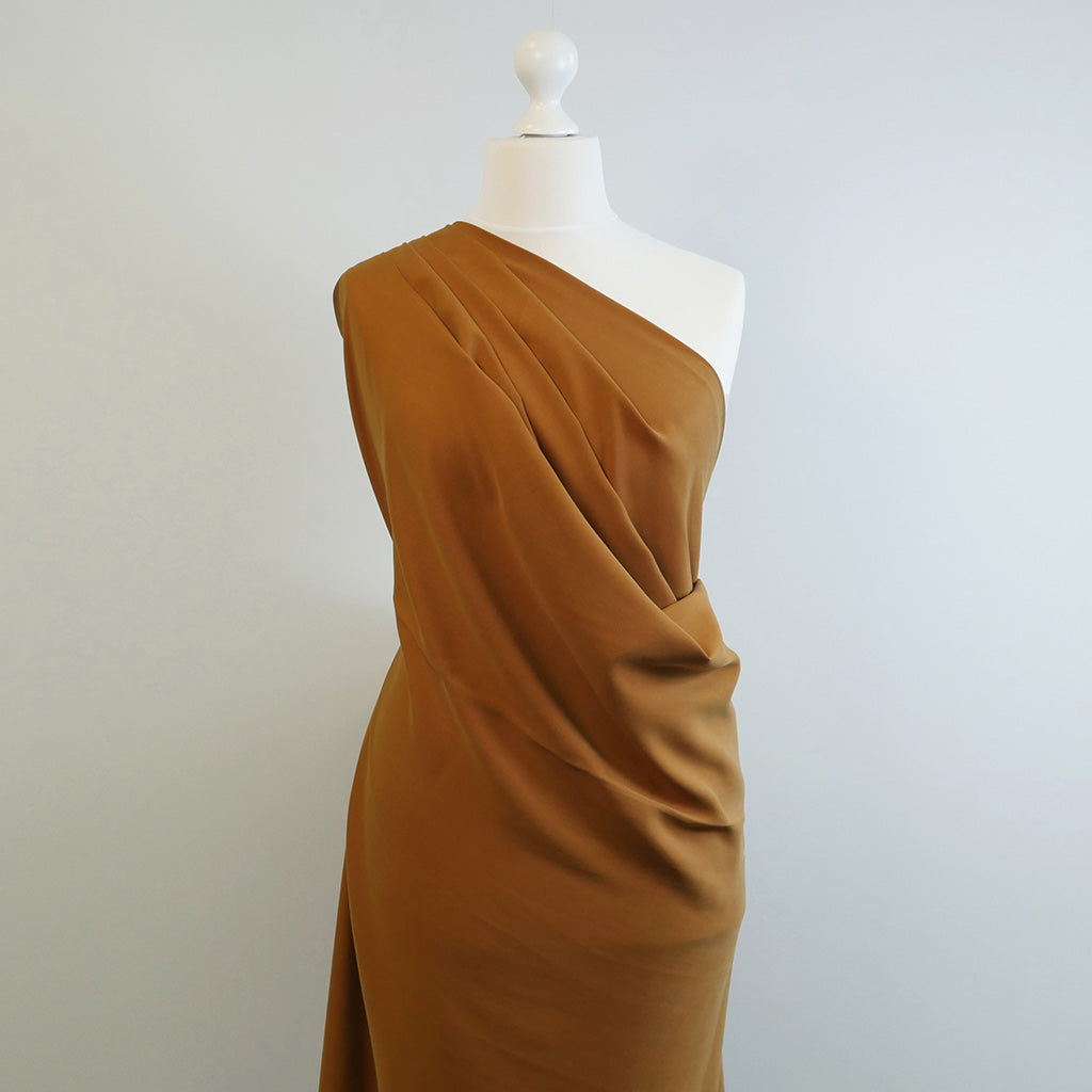 Helsinki - Nutmeg Tencel Sandwashed Woven Twill Fabric Mannequin Wide Image from Patternsandplains.com