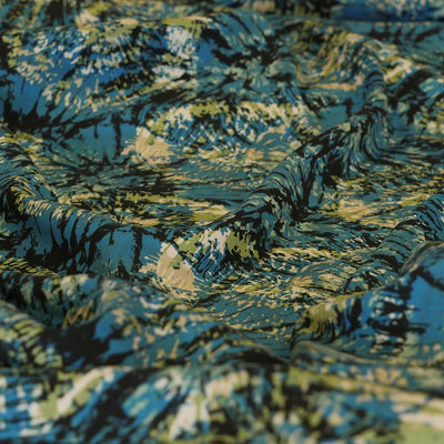 Lima - Petrol Firework Stretch Viscose Woven Twill Fabric Feature Image from Patternsandplains.com