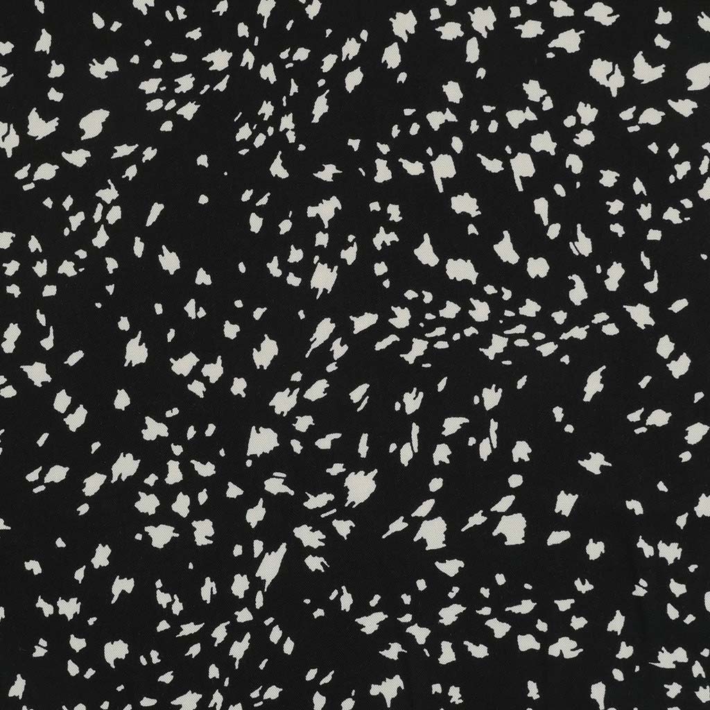 Linz- Black Animal Elements Viscose Woven Twill Fabric Main Image from Patternsandplains.com