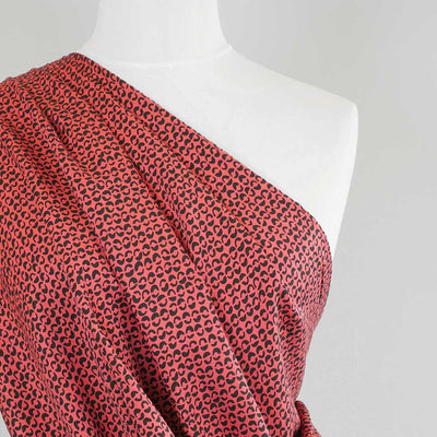 Linz - Jasper Red Ds Viscose Woven Twill Fabric Mannequin Close Up Image from Patternsandplains.com