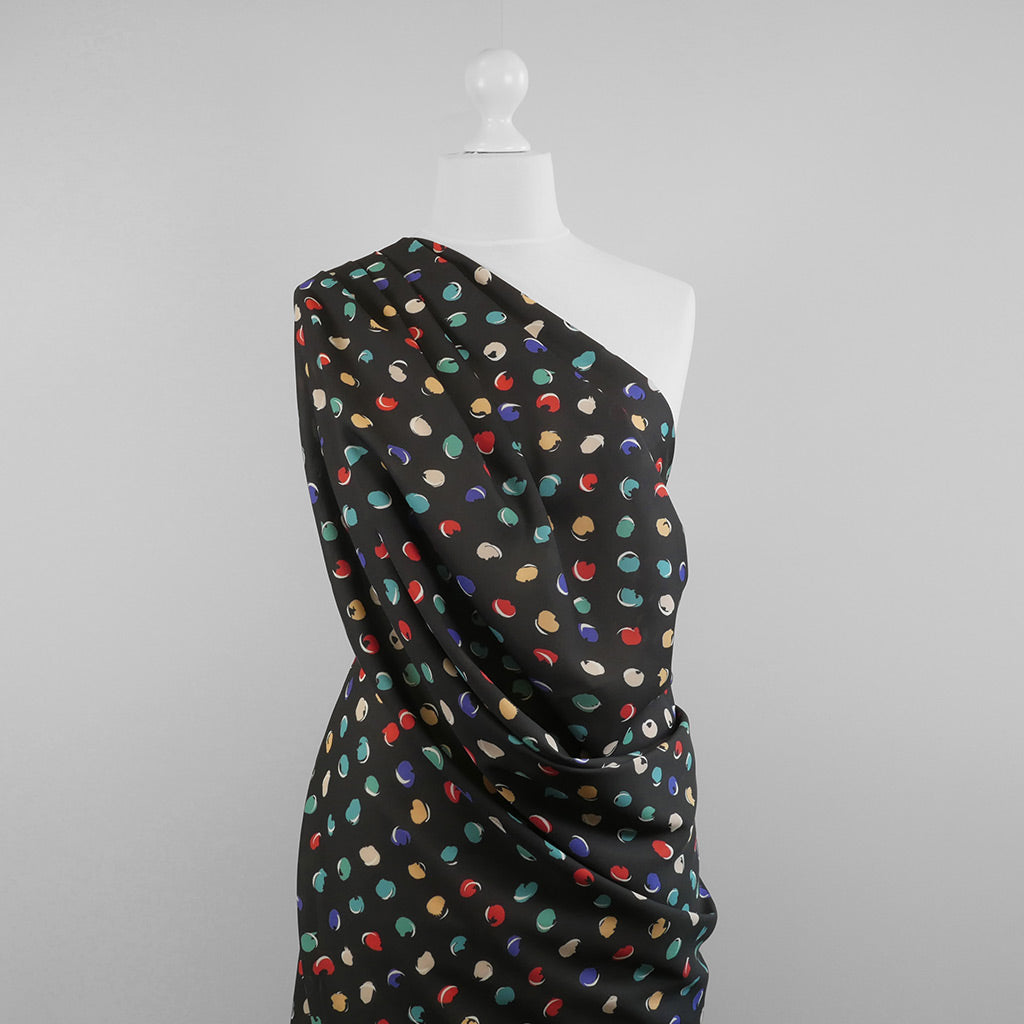 Liza 111766 - Black Sweet Spot Georgette Woven Fabric from John Kaldor Mannequin Wide Image from Patternsandplains.com