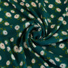 Loire Green Double Daisies Viscose Crepe Fabric Detail Swirl Image from Patternsandplains.com