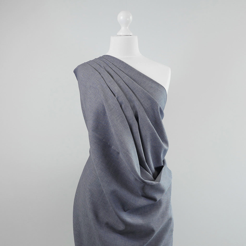 Lovey Dobby Evening Lake View Textured Denim Woven Fabric by Art Gallery Fabrics Mannequin Wide Image from Patternsandplains.com