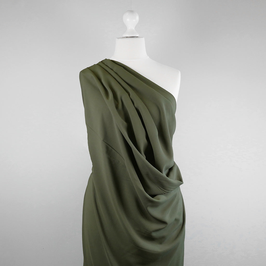 Pistachio Stretch Crepe Fabric, Sage Green Moss Crepe Fabric by