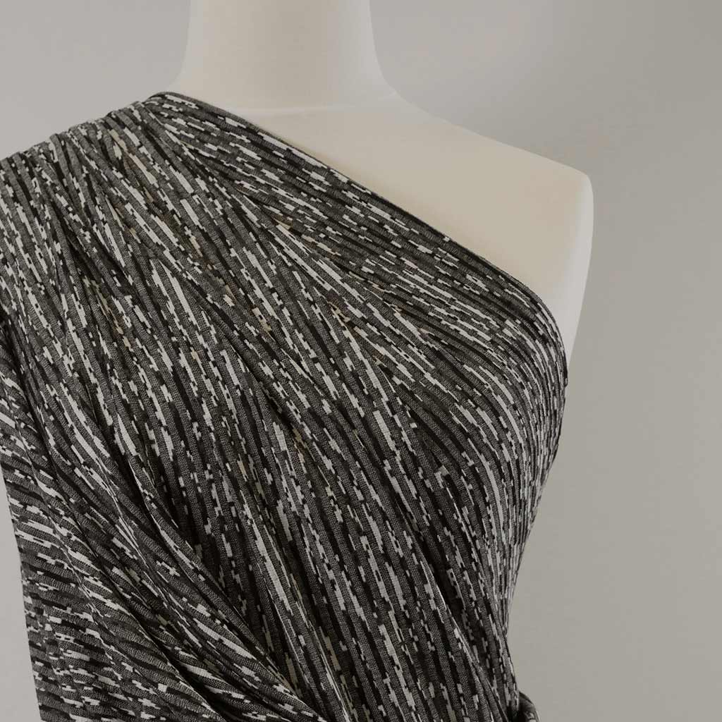 Metro - Greys, Abstract Lines Rib Fabric Mannequin Closeup Image from Patternsandplains.com