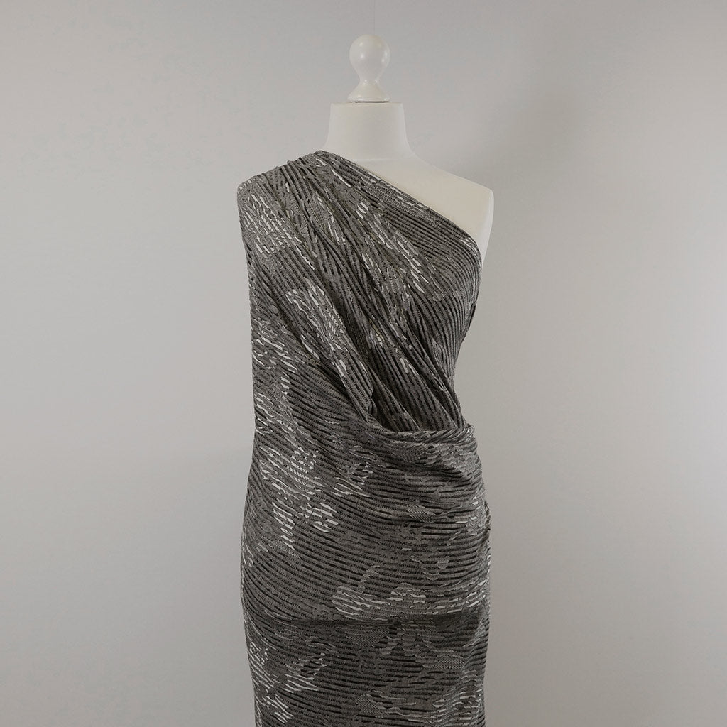 Metro - Greys, Hidden Lilies Rib Fabric Mannequin Wide Image from Patternsandplains.com