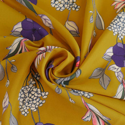 Monroe - Amber Yellow, Garland Woven Crepe Fabric Detail Swirl Image from Patternsandplains.com