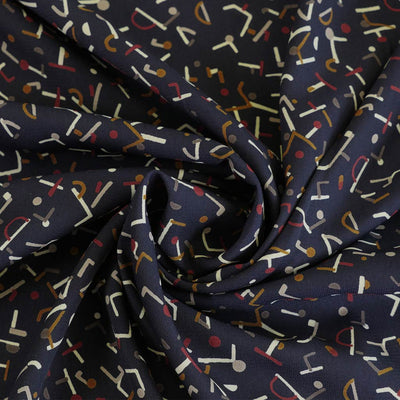 Monroe - Navy Jumbled Woven Crepe Fabric Detail Swirl Image from Patternsandplains.com