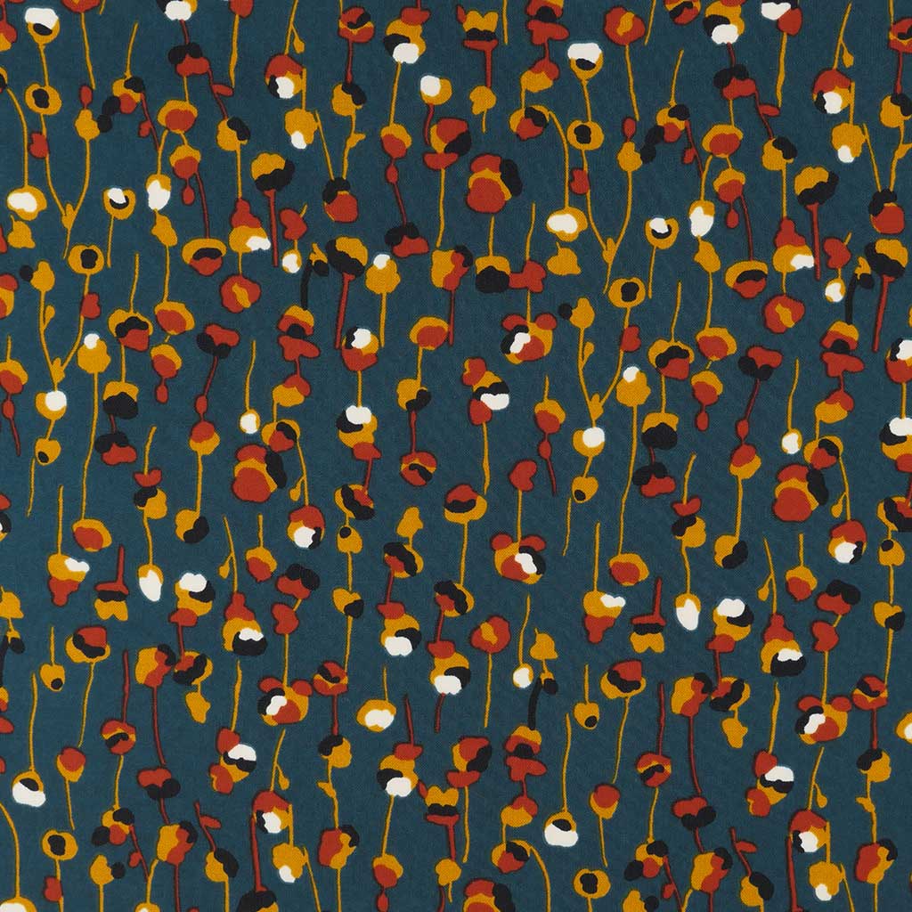 Monroe - Teal Seedlings Woven Crepe Fabric Main Image from Patternsandplains.com