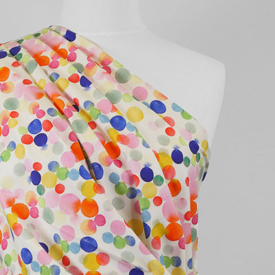 Monteray - Ecru Rainbow Bubbles Cotton Elastane Single Jersey Fabric Mannequin Close Up Image from Patternsandplains.com