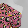 Monteray - Pink Large Leopard Cotton Elastane Single Jersey Fabric Mannequin Close Up Image from Patternsandplains.com