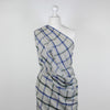 Nairn - Blue Yarn Dyed Asymmetrical Plaid Woven Fabric Mannequin Wide Image from Patternsandplains.com