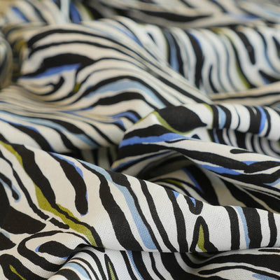 Palermo - Blue Ebb & Flow Viscose Linen Woven Fabric Feature Image from Patternsandplains.com
