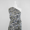 Palermo - Blue Ebb & Flow Viscose Linen Woven Fabric Mannequin Wide Image from Patternsandplains.com