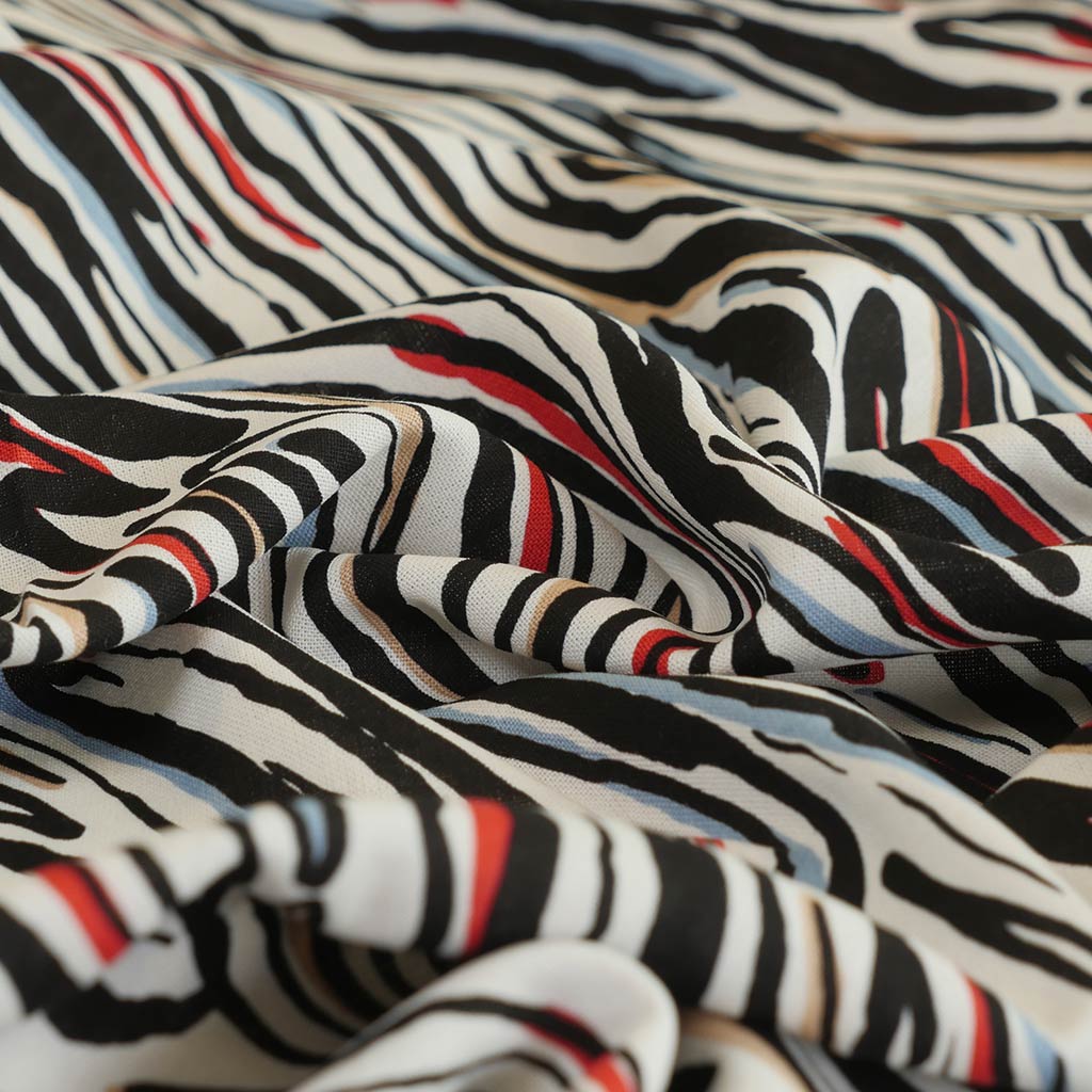 Palermo - Red Ebb & Flow Viscose Linen Woven Fabric Feature Image from Patternsandplains.com