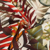 Palermo - Red Jungle Viscose Linen Woven Fabric Detail Swirl Image from Patternsandplains.com
