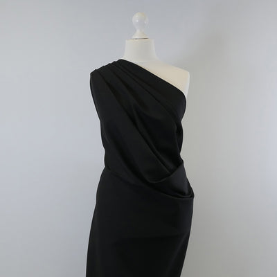 Rome - Black, Viscose Rich Heavy Ponte de Roma Stretch Fabric Mannequin Wide Image from Patternsandplains.com