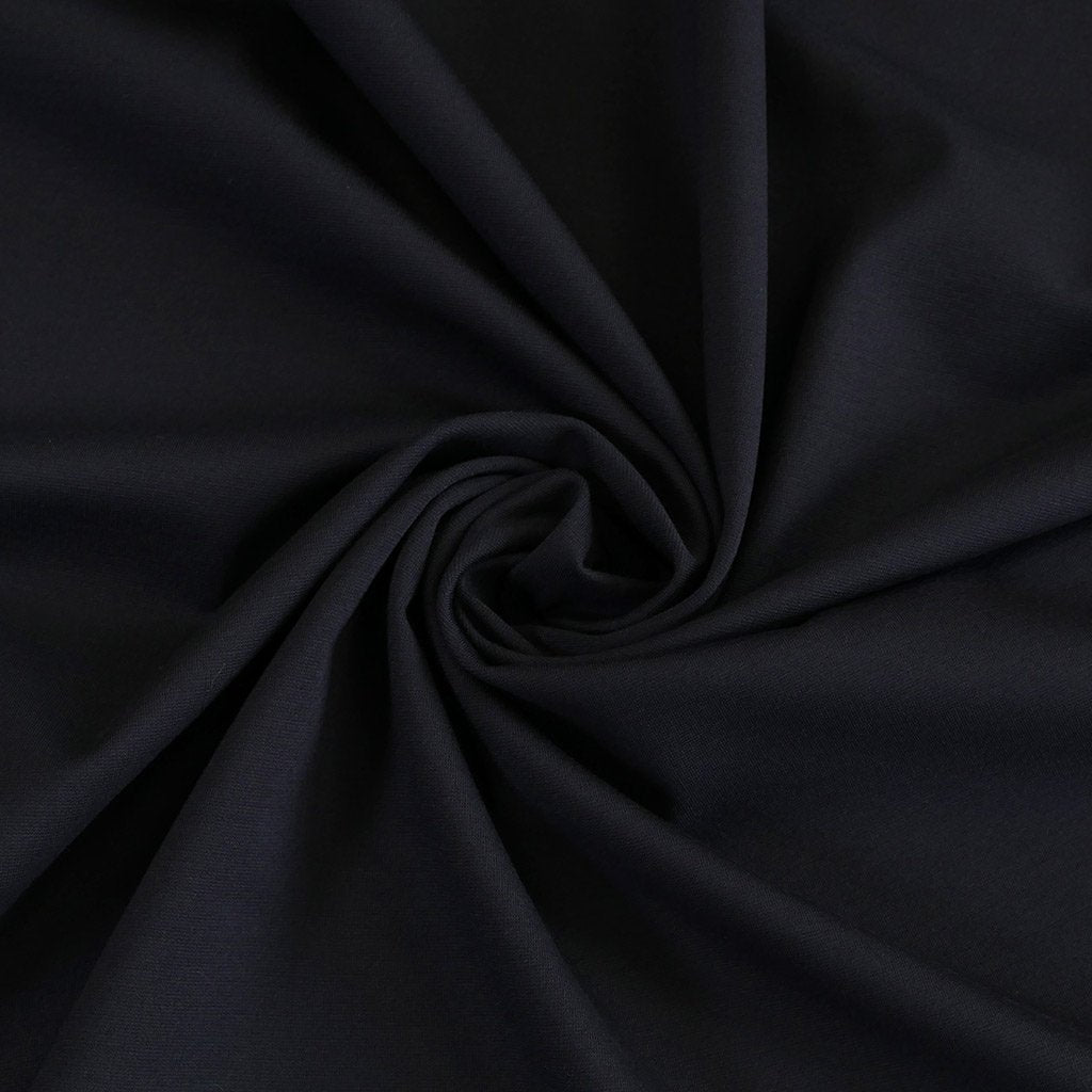 Rome - Navy, Viscose Rich Heavy Ponte de Roma Stretch Fabric Detail Swirl Image from Patternsandplains.com