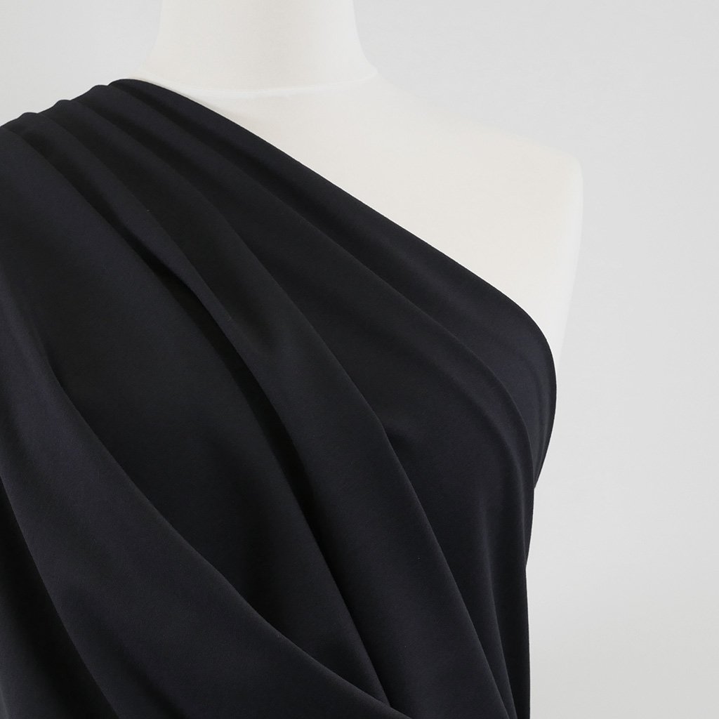 Rome - Navy, Viscose Rich Heavy Ponte de Roma Stretch Fabric Mannequin Close Up Image from Patternsandplains.com