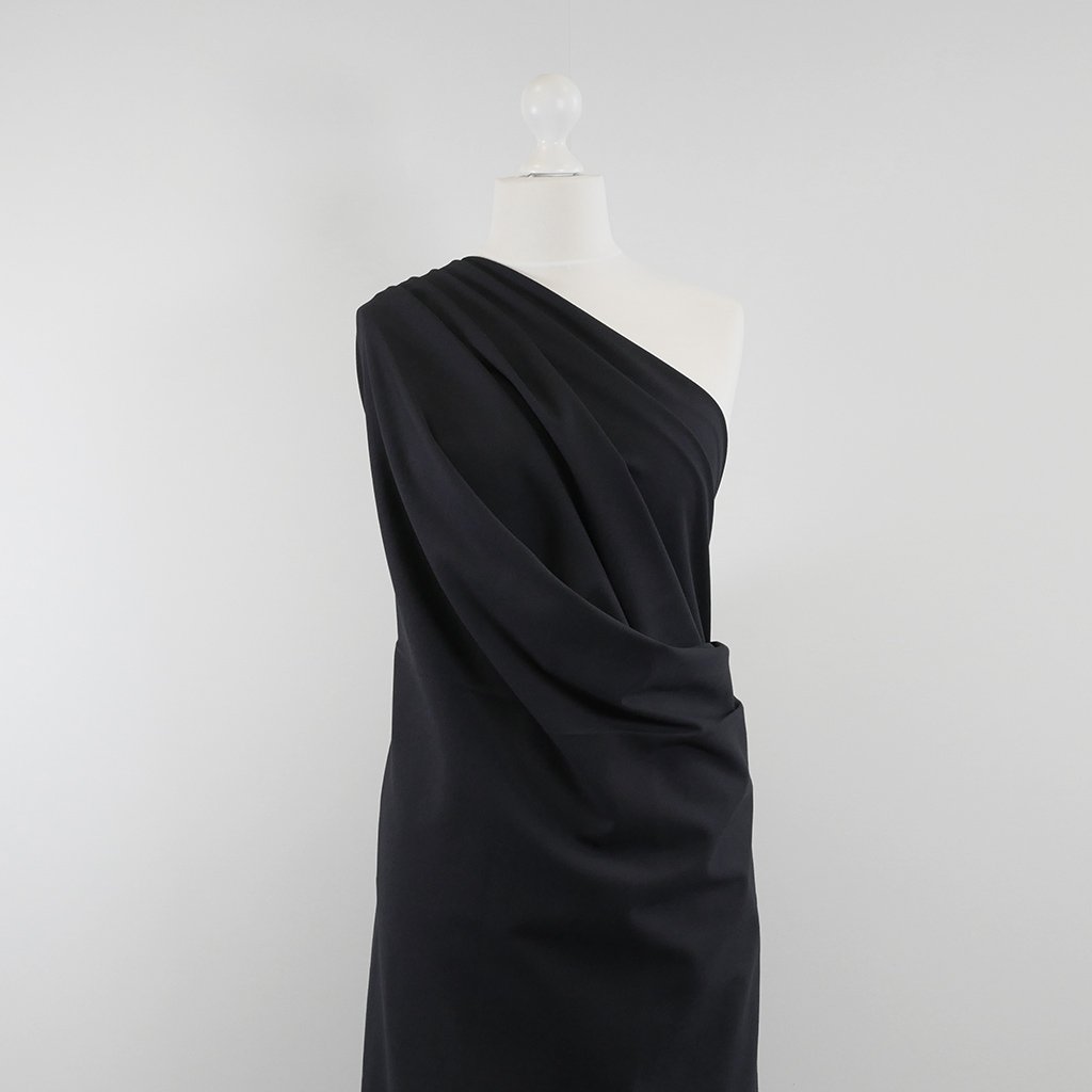 Rome - Navy, Viscose Rich Heavy Ponte de Roma Stretch Fabric Mannequin Wide Image from Patternsandplains.com