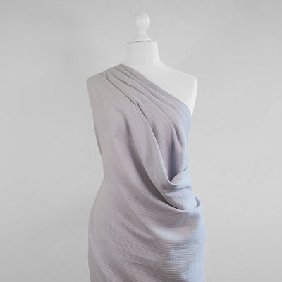 Seoni - Silver Grey Cotton Double Gauze Woven Fabric Mannequin Wide Image from Patternsandplains.com