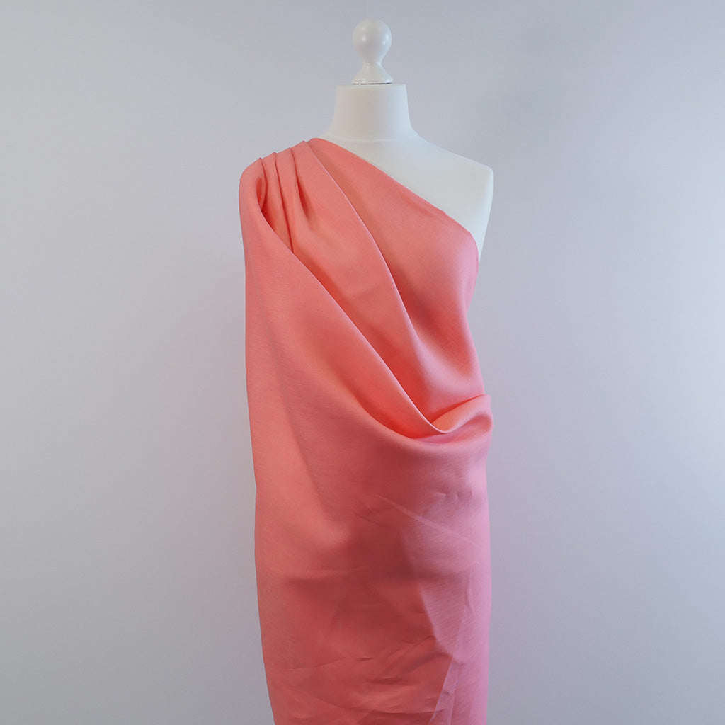 Skea Bright Coral 100% Linen Woven Fabric