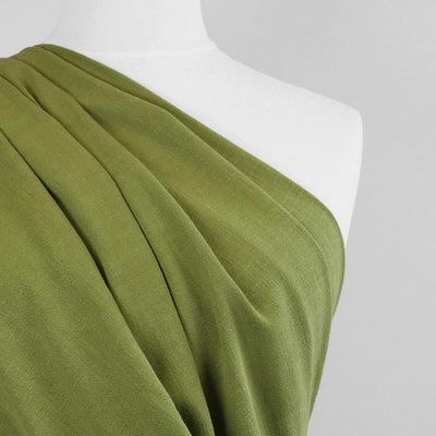 Spa - Fern Green, Viscose and Linen Woven Fabric Mannequin Close Up Image from Patternsandplains.com