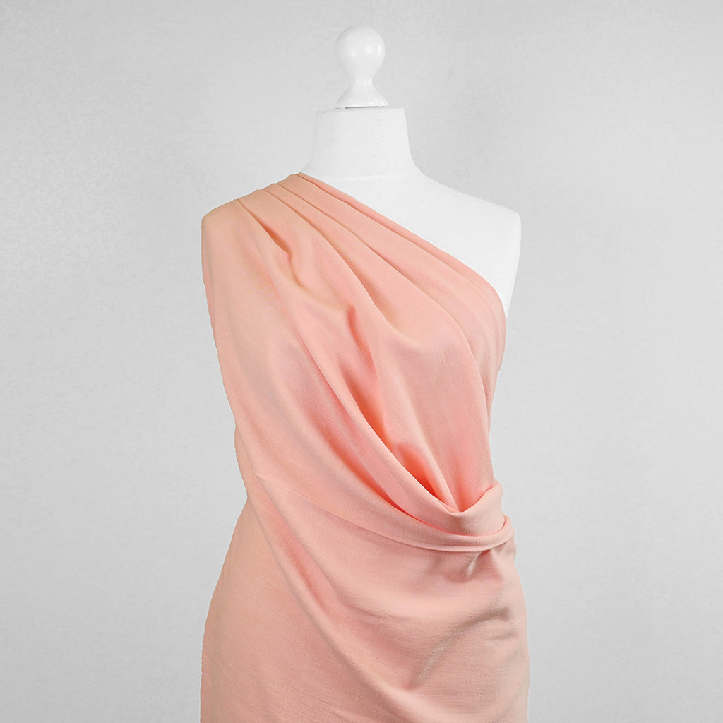 Spa - Peach, Viscose and Linen Woven Fabric Mannequin Close Up Image from Patternsandplains.com
