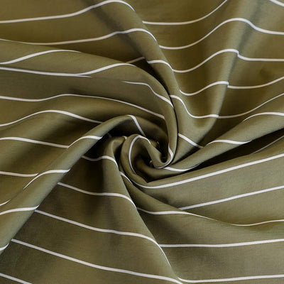 Vancouver - Olive Green Rails Jacquard Stripe Woven Fabric Detail Swirl Image from Patternsandplains.com