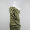 Vancouver - Olive Green Rails Jacquard Stripe Woven Fabric Mannequin Wide Image from Patternsandplains.com