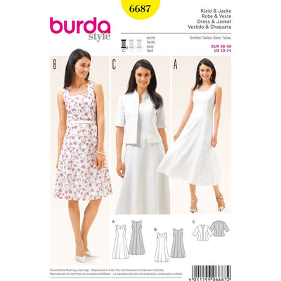 Burda B6687 Womens Dress and Jacket Sewing Pattern 6687 Image 1 From Patternsandplains.com