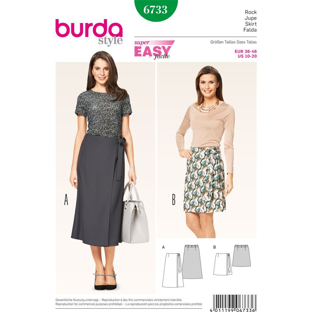Burda B6733 Womens Wrap Skirt Sewing Pattern 6733 Image 1 From Patternsandplains.com