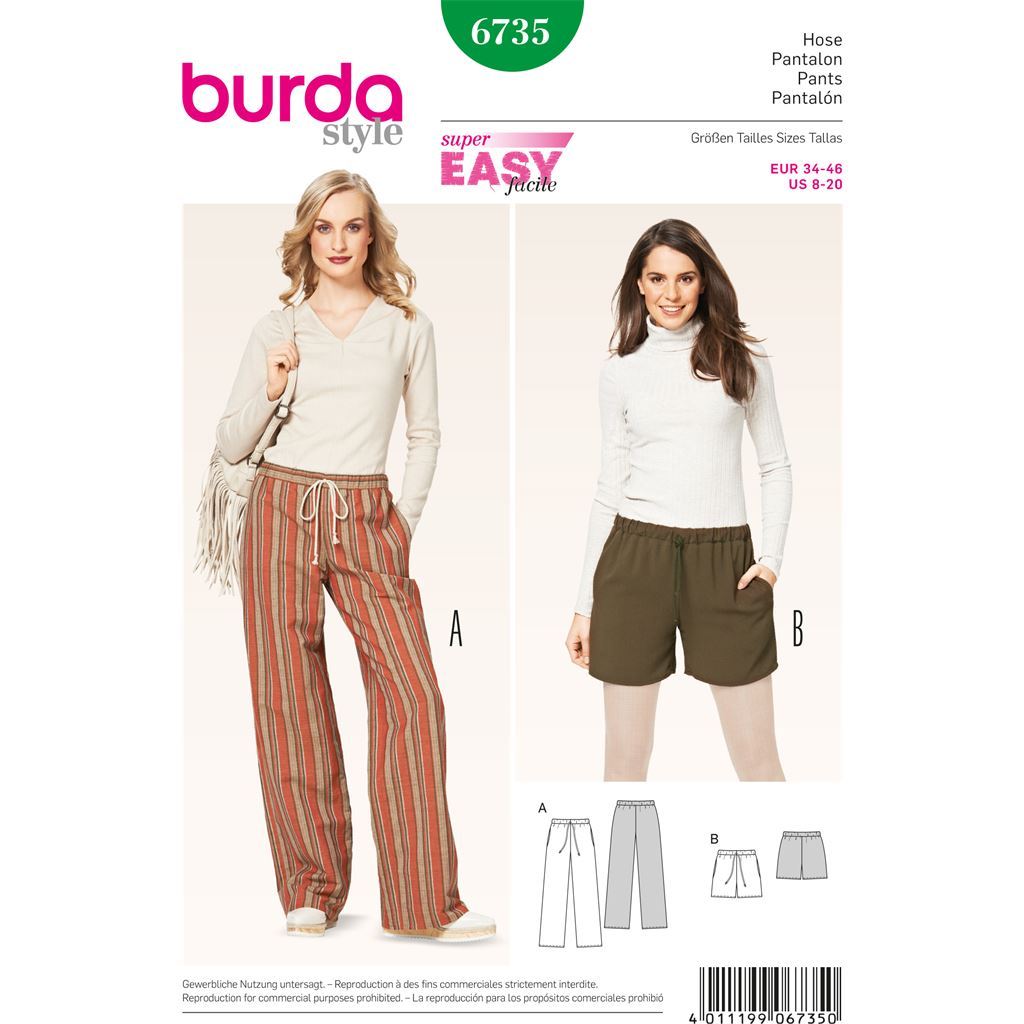 Burda B6735 Womens Trousers Sewing Pattern 6735 Image 1 From Patternsandplains.com