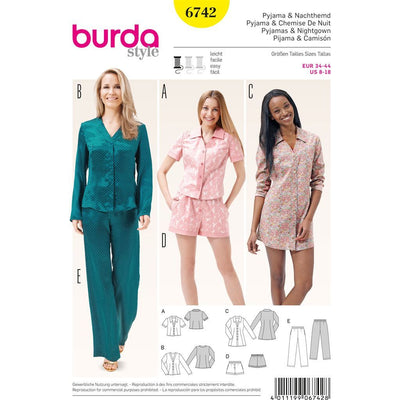 Burda B6742 Womens Sleepwear Sewing Pattern 6742 Image 1 From Patternsandplains.com