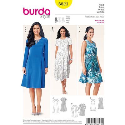 Burda B6821 Dresses Sewing Pattern 6821 Image 1 From Patternsandplains.com