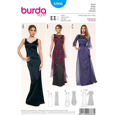 Burda B6866 burda style evening and bridal wear Sewing Pattern 6866 Image 1 From Patternsandplains.com