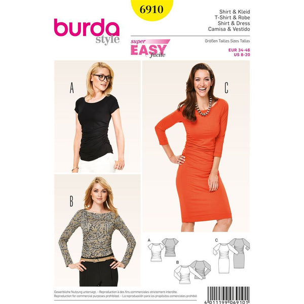 Burda B6910 Burda Style Dresses Sewing Pattern 6910 - Patterns and Plains