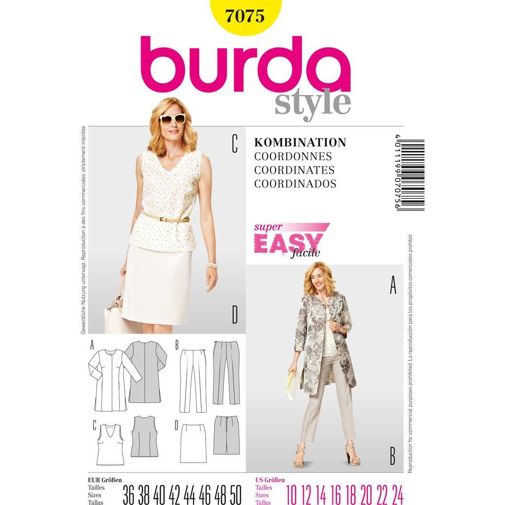 Burda B7075 Burda Style Coordinates Sewing Pattern 7075 Image 1 From Patternsandplains.com