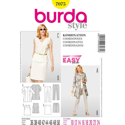 Burda B7075 Burda Style Coordinates Sewing Pattern 7075 Image 1 From Patternsandplains.com