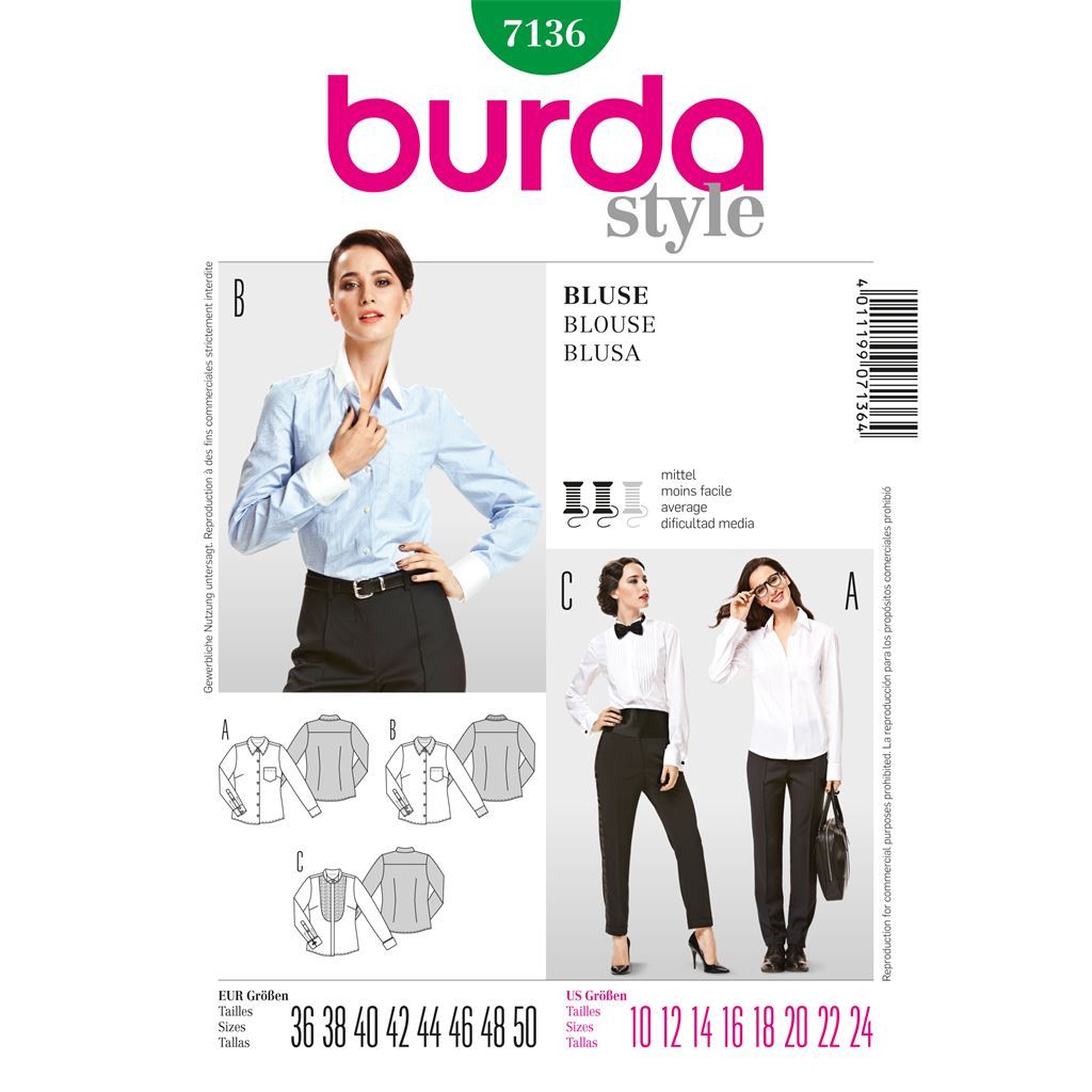 Burda B7136 Blouse Sewing Pattern 7136 Image 1 From Patternsandplains.com