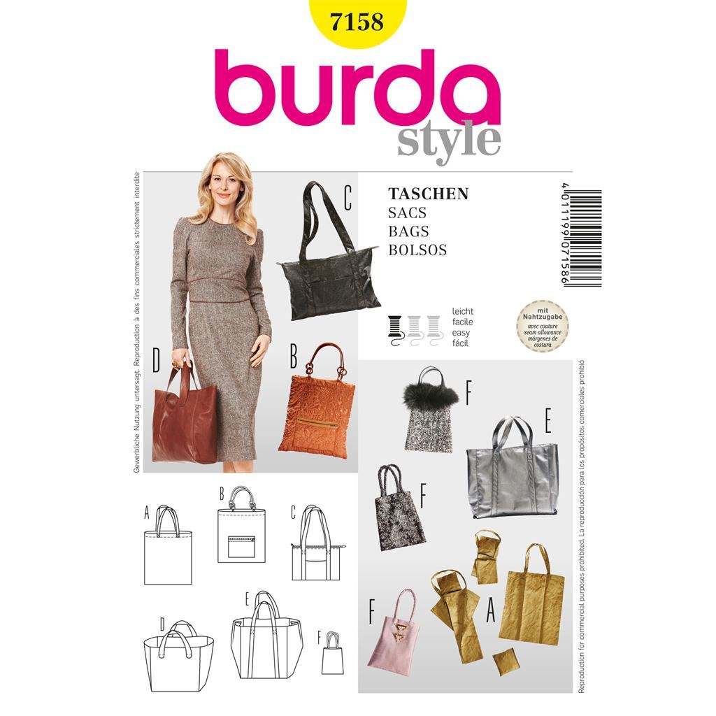 Burda B7158 Shopping Bag Sewing Pattern 7158 Image 1 From Patternsandplains.com
