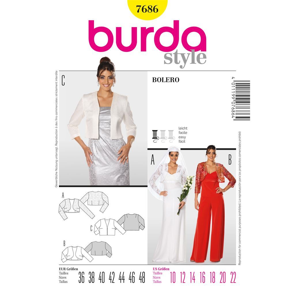 Burda B7686 Burda Style Bolero 7686 Image 1 From Patternsandplains.com