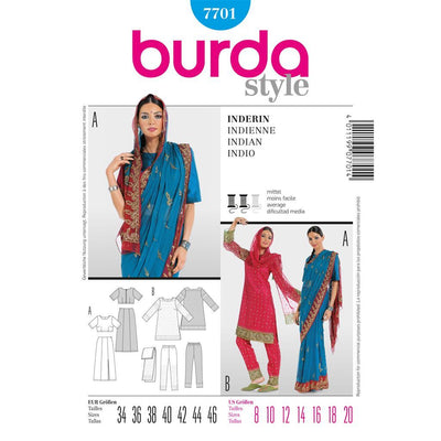 Burda B7701 Traditional Sari Sewing Pattern 7701 Image 1 From Patternsandplains.com