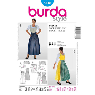 Burda B8448 Dirndl Dress Sewing Pattern 8448 Image 1 From Patternsandplains.com