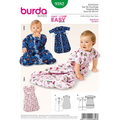 Burda B9382 Babies Sleeping Bag Sewing Pattern 9382 Image 1 From Patternsandplains.com