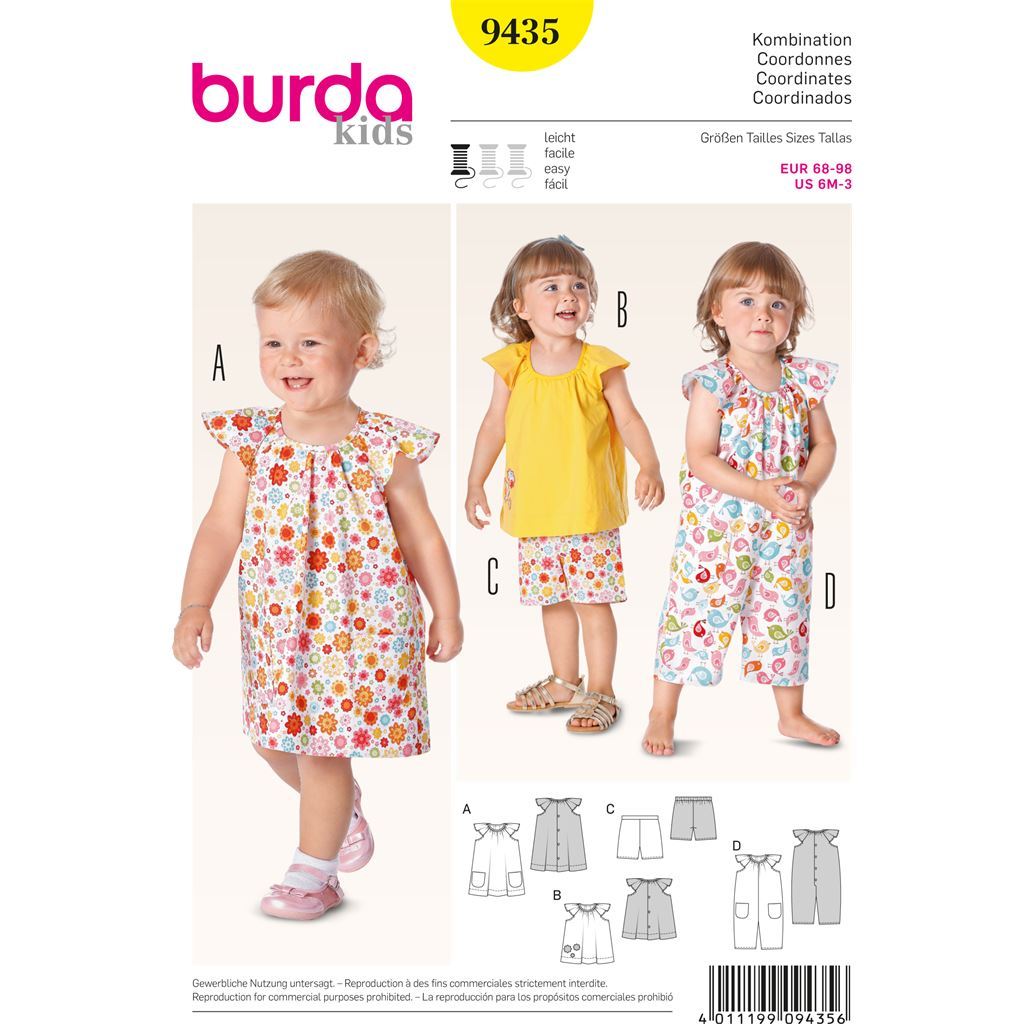 Burda B9435 Burda Style Baby Sewing Pattern 9435 Image 1 From Patternsandplains.com