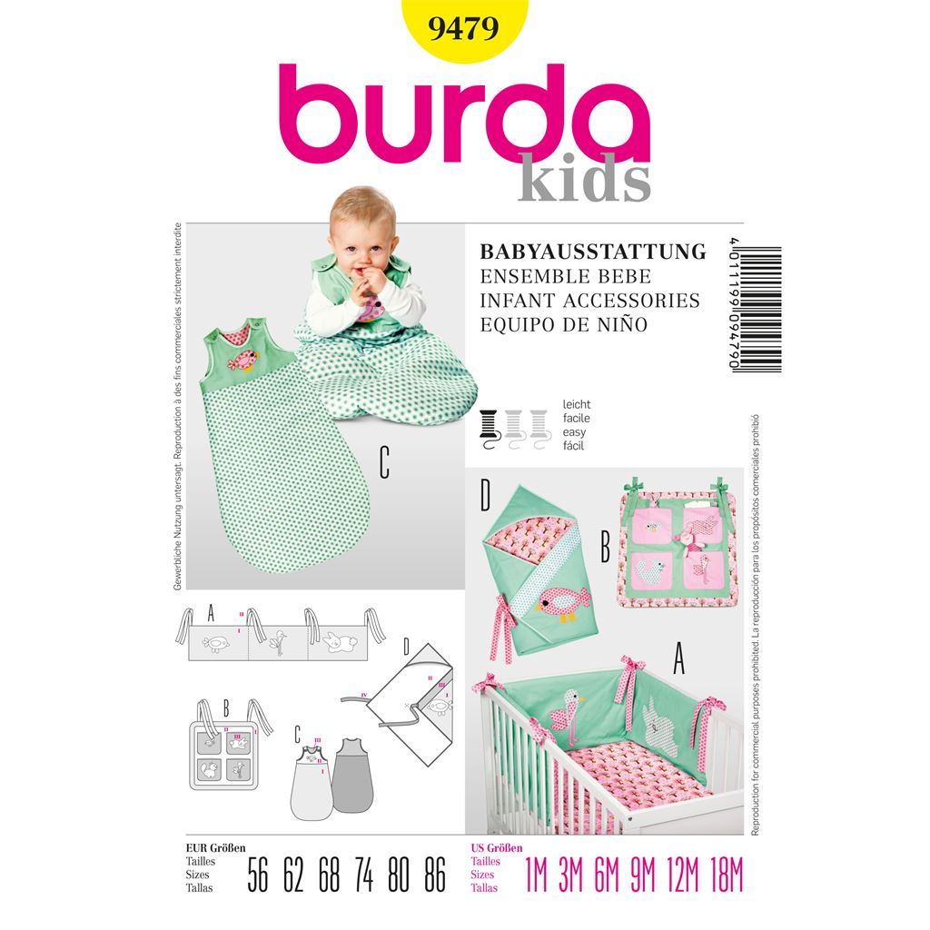 Burda Kids B9479 Infant Accessories Sewing Pattern 9479 Image 1 From Patternsandplains.com