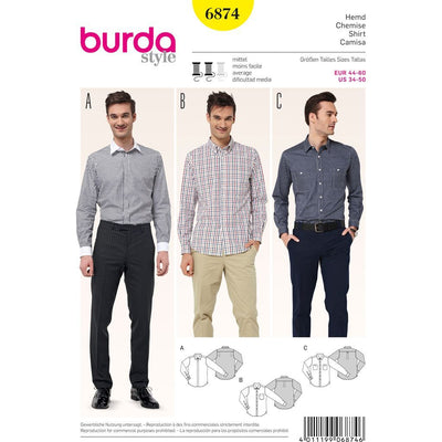 Burda Style B6874 Menswear Sewing Pattern 6874 Image 1 From Patternsandplains.com