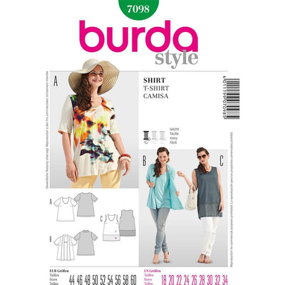 Burda Style B7098 T Shirt Sewing Pattern 7098 Image 1 From Patternsandplains.com